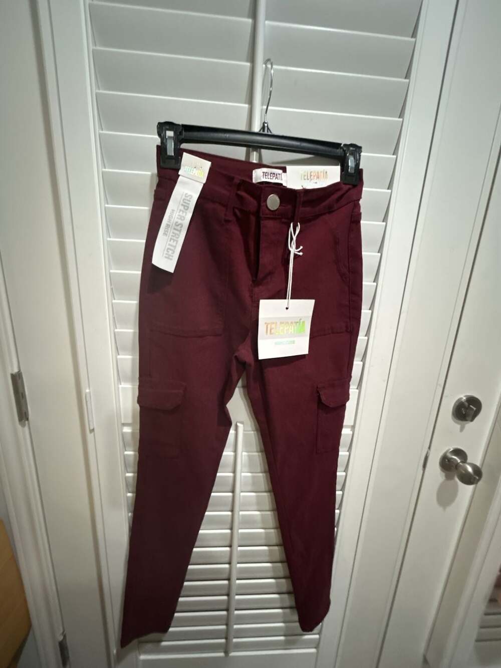 Telepatia Cargo Pants Size 5/27 Burgundy Super Stretch High Rise